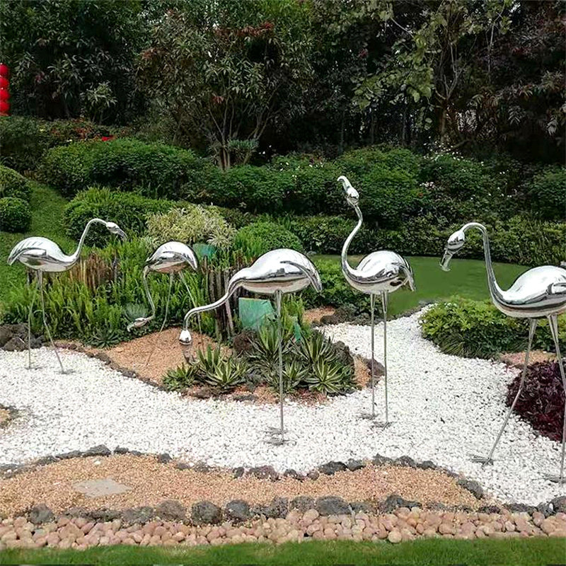 大型不锈钢镜面浪花月亮水景发光圆环网红熊鹿景观雕塑售楼处定制