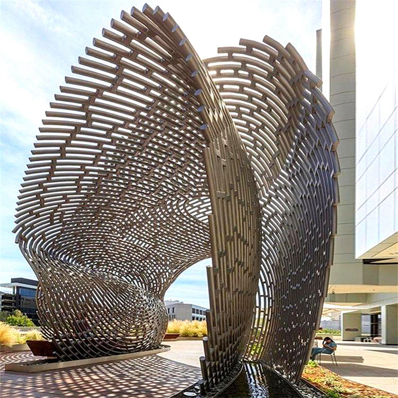 大型不锈钢雕塑定制抽象廊架镜面锻造户外园林景观售楼部雕塑摆件