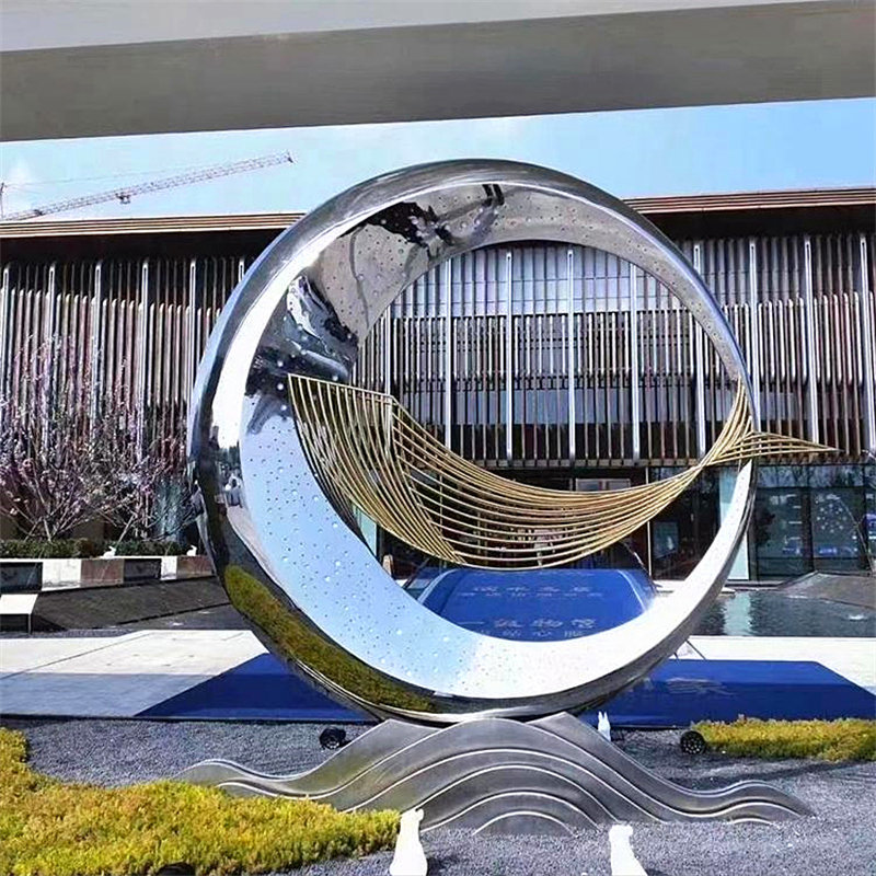 不锈钢园林景观雕塑定制户外大型玻璃钢雕塑地标建筑售楼处摆件