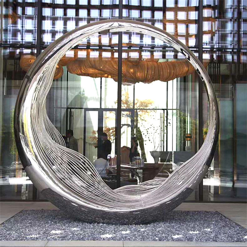 不锈钢雕塑定制大型金属异形水景观卡通园林镜面月亮校园浪花摆件