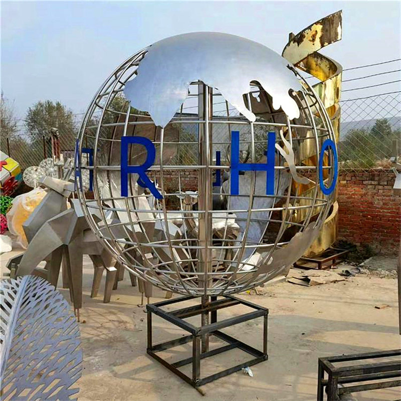 型不锈钢月亮圆环雕塑定制圆形金属镂空户外水雾门景观装饰摆件