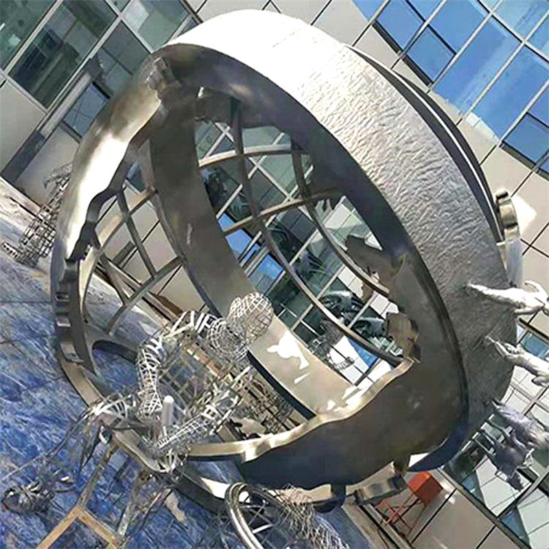 不锈钢海豚动物雕塑抽象鱼大型酒店广场园林景观装饰摆件生产厂家