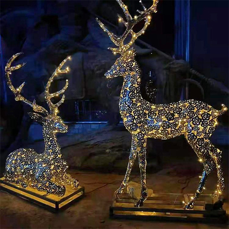 户外大型不锈钢雕塑定制厂家镜面镂空喷漆异形校园林景观小品摆件