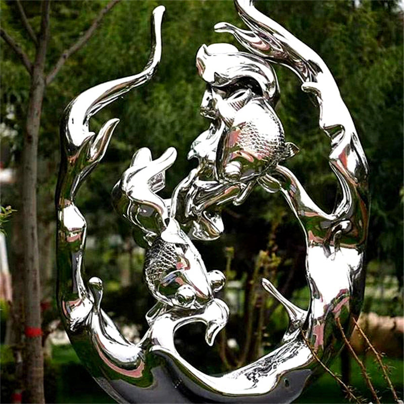 大型不锈钢雕塑浪花魔方鲸鱼镂空球地球仪鹿圆环月亮假山定制厂家