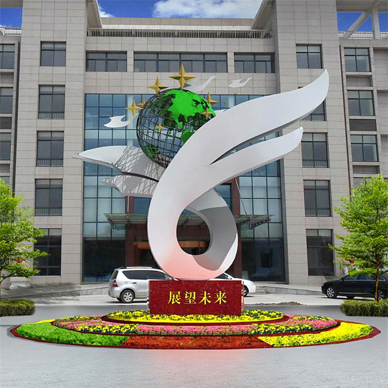 户外大型不锈钢雕塑定制镜面抽象园林景观城市广场校园镂空摆件