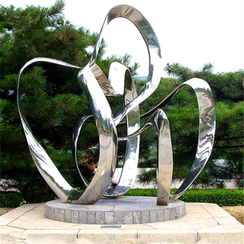 广场户外大型不锈钢雕塑定制厂家园林水景观镜面镂空抽象金属小品