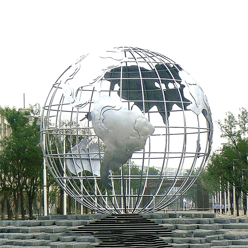 大型不锈钢雕塑定制户外园林鹿羽毛镂空球月亮圆环景观雕塑大摆件