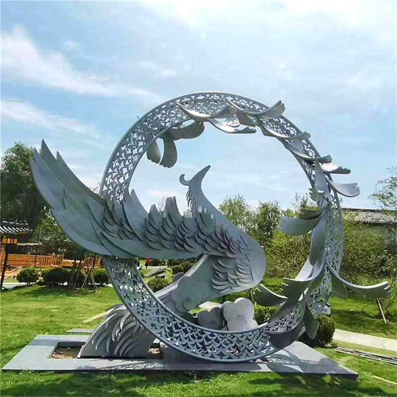 大型不锈钢校园腾飞雕塑定制园林广场地标景观售楼部金属白钢摆件