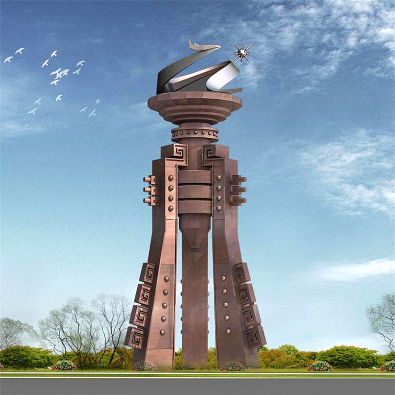 不锈钢镂空月牙雕塑地产小区售楼处门庭水景景观发光圆环月亮雕塑