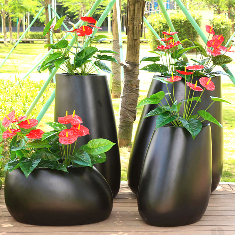 玻璃钢花盆定制大门口装饰花箱商场售楼部大花钵景观绿化厂家直销