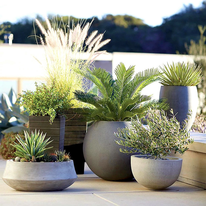 玻璃钢花盆商场酒店景观美陈花器户外广场落地大花盆组合摆件厂家