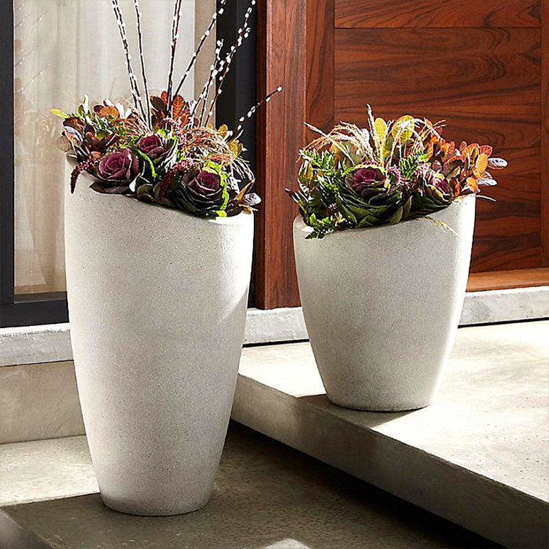 玻璃钢组合花盆立体绿化惠州大厦户外景观