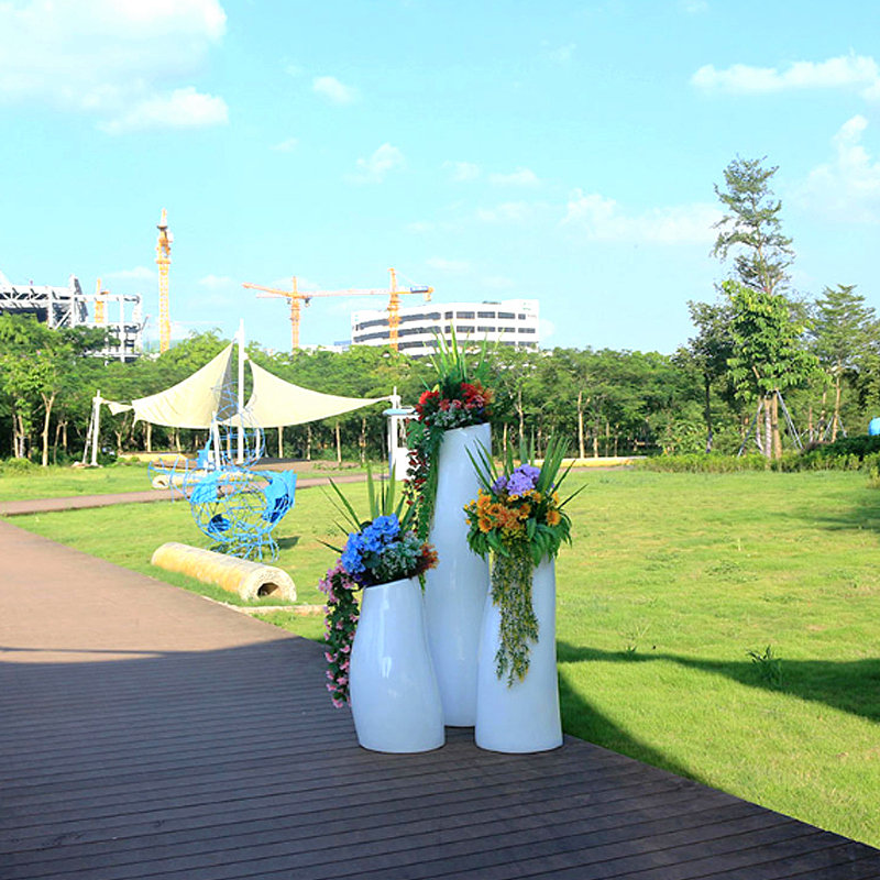 玻璃钢花盆玻璃钢菱形花盆户外绿植商场酒店装饰几何摆件落地花盆