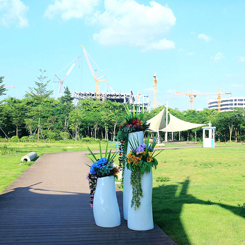 oeuvre简约绿植花器户外落地鹅卵石花盆商场水泥树脂玻璃钢大花盆