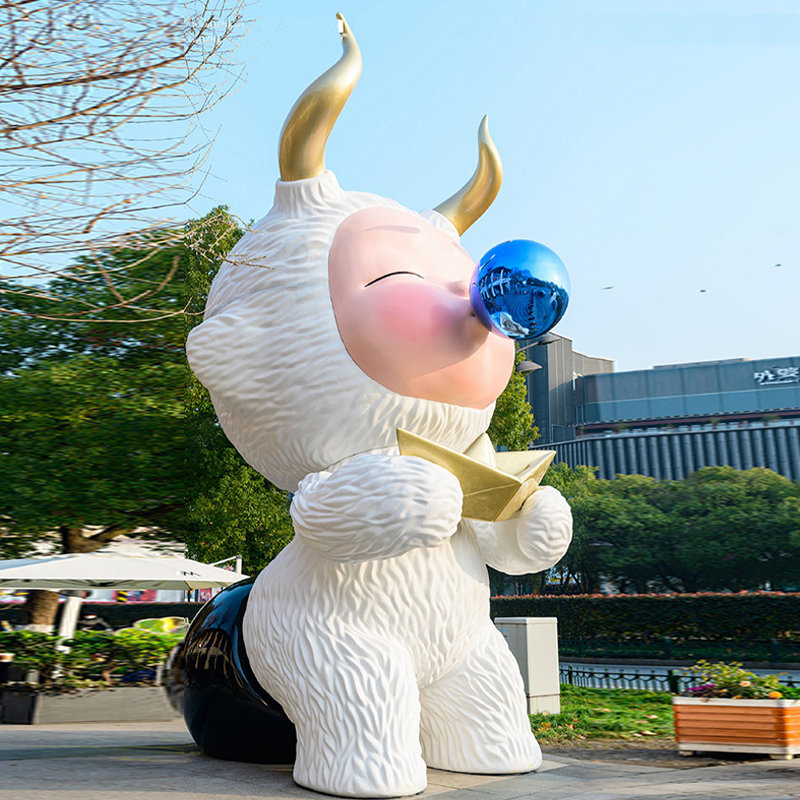 玻璃钢网红卡通公仔IP人物彩绘雕塑定制模型厂家吉祥物美陈落地摆