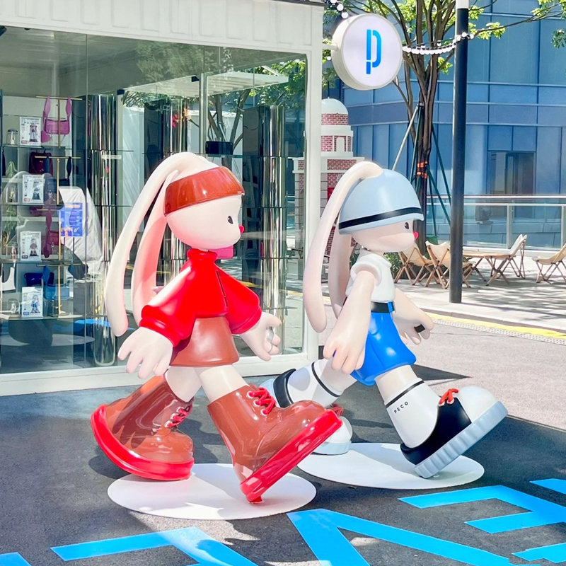 店铺大门口商场美陈大型吉祥物公仔玩偶招财猫卡通玻璃钢雕塑定制