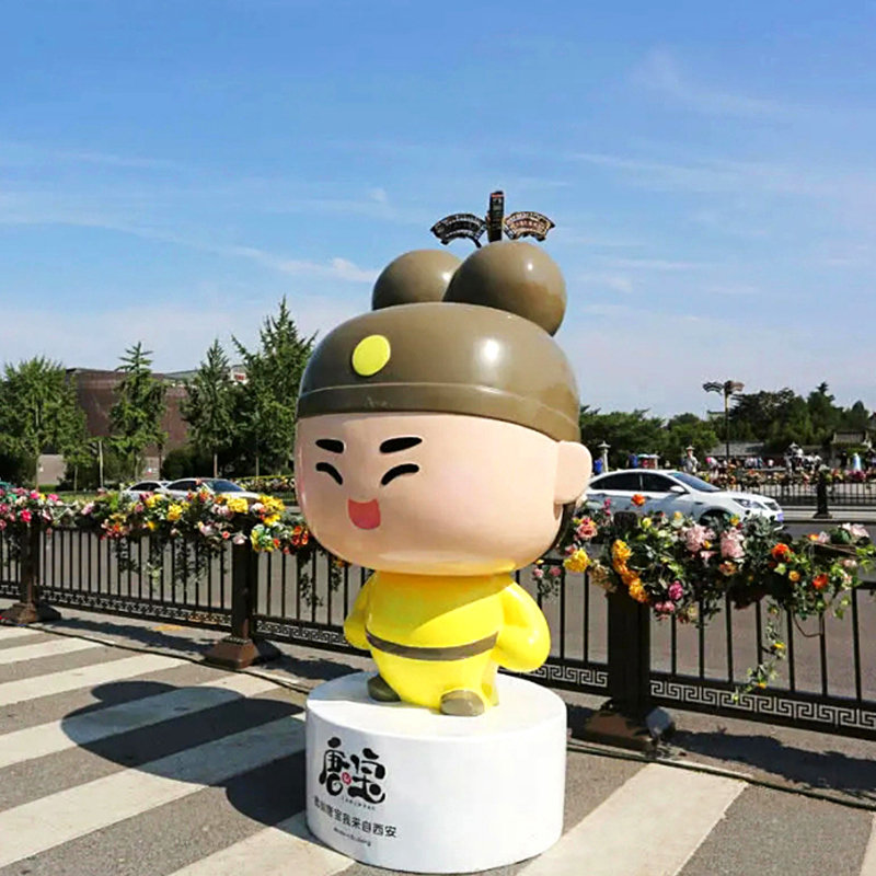 玻璃钢卡通雕塑IP形象摆件公司大型玩偶公仔落地企业吉祥物雕塑