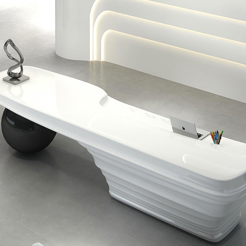 烤漆前台简约异型接待台玻璃钢定制迎宾台创意弧形美容院创意吧台