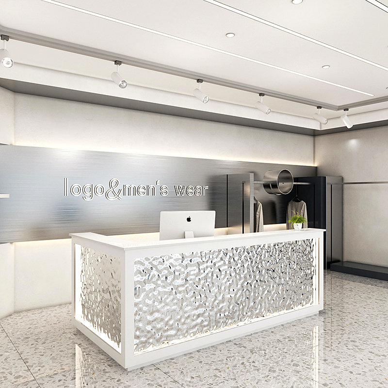 玻璃钢前台接待台可定制简约现代公司异形收银台创意服务烤漆吧台