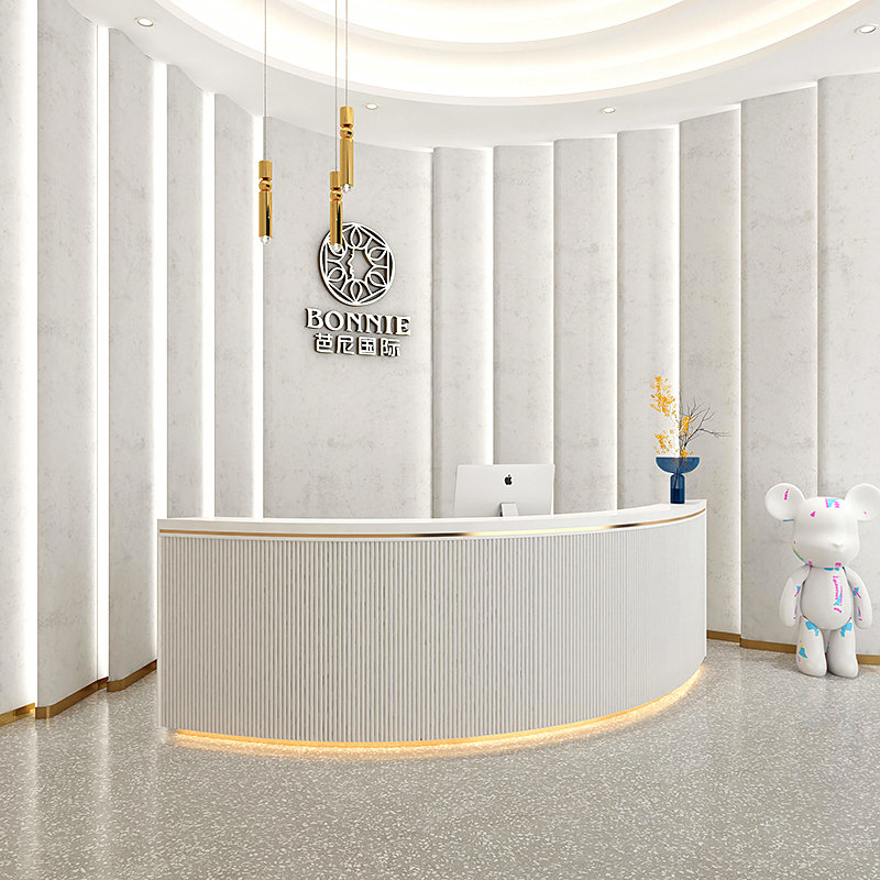 玻璃钢服务前台商场办公室异形接待烤漆展台吧台收银台摆件定制款