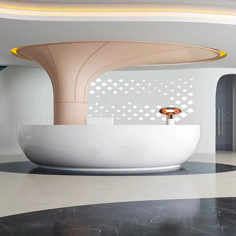 玻璃钢烤漆前台异形吧台咨询台接待台收银台简约美容院迎宾台定制