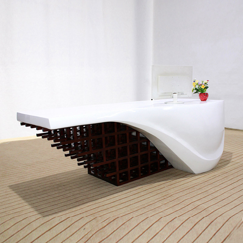 玻璃钢前台烤漆吧台异型培训班接待台销售中心咨询台美容院收银台