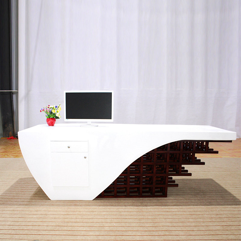 烤漆玻璃钢接待前台公司简约现代吧台美容院收银台机构创意咨询台