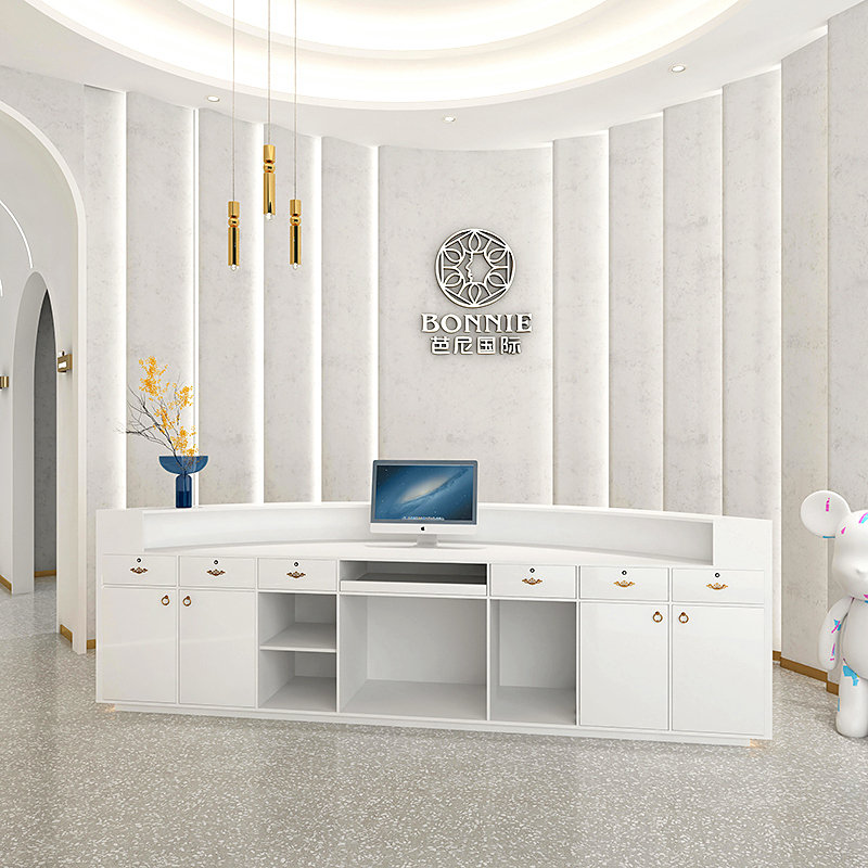 时尚大气前台接待台玻璃钢酒店前台美容院吧台售楼处沙盘千寻定制