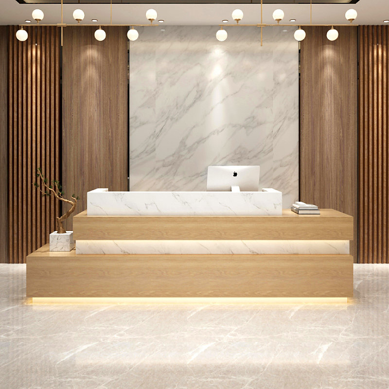 玻璃钢前台定制公司美容院接待台医院烤漆导医台异形简约收银前台