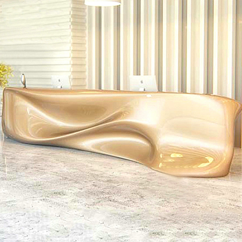 玻璃钢异形前台公司接待台售楼部美陈发光创意吧台酒店烤漆收银台