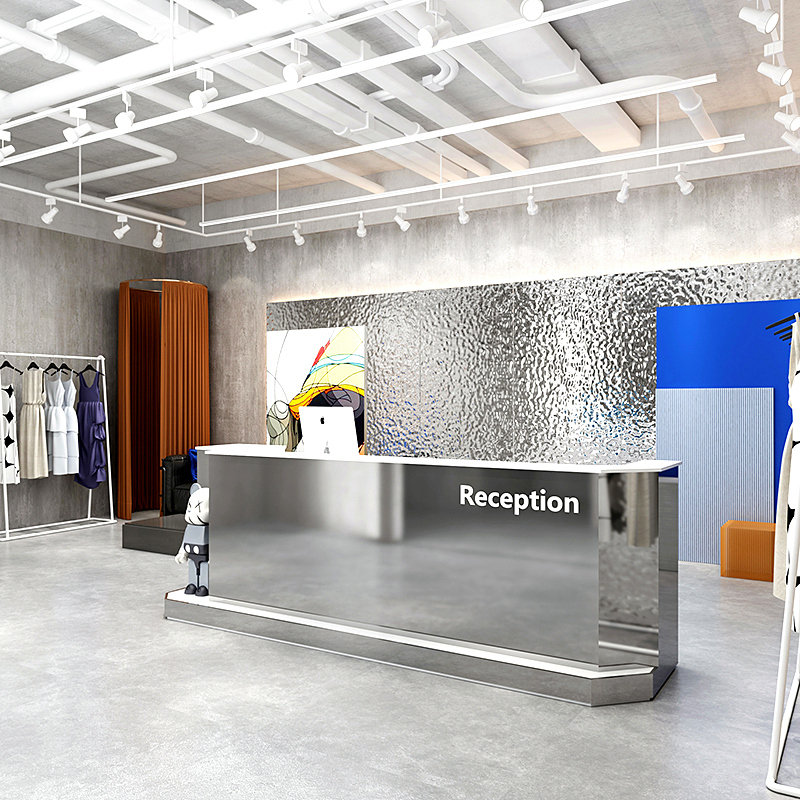 定制异形创意艺术玻璃钢烤漆收银台吧台公司大堂接待台美容院前台