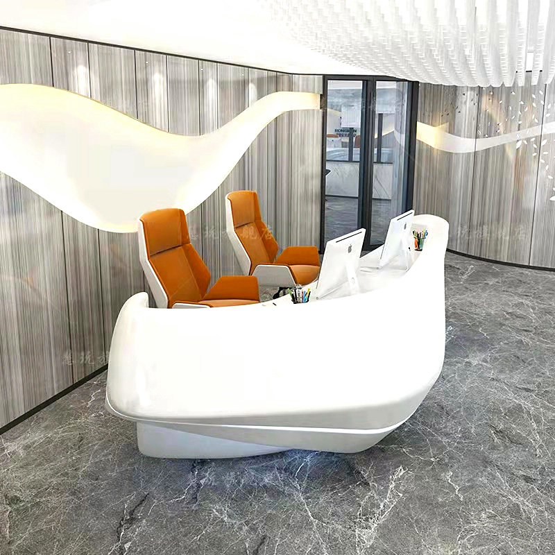 玻璃钢前台接待台酒店公司高端咨询台异形创意美容院收银吧台定制