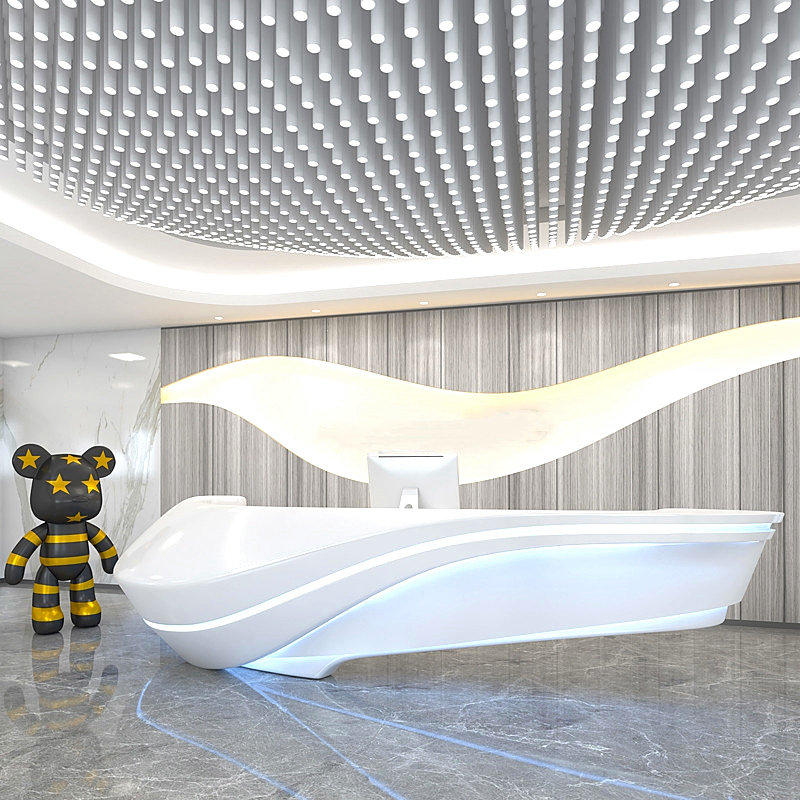 烤漆公司前台玻璃钢吧台教育机构咨询台美容院接待台迎宾台售楼部