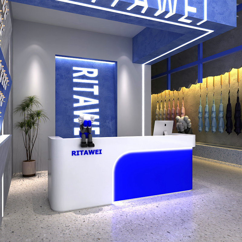 收银玻璃钢异形服务前台接待台酒店咨询迎宾台弧形美容院吧台定制