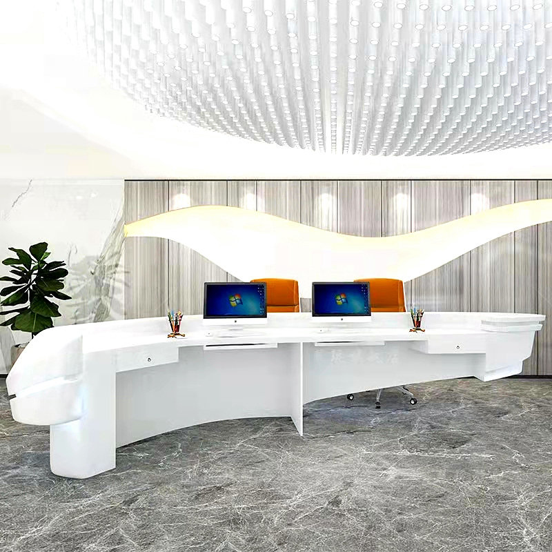 异形玻璃钢创意前台接待台简约现代美容院收银台轻奢酒店悬空吧台