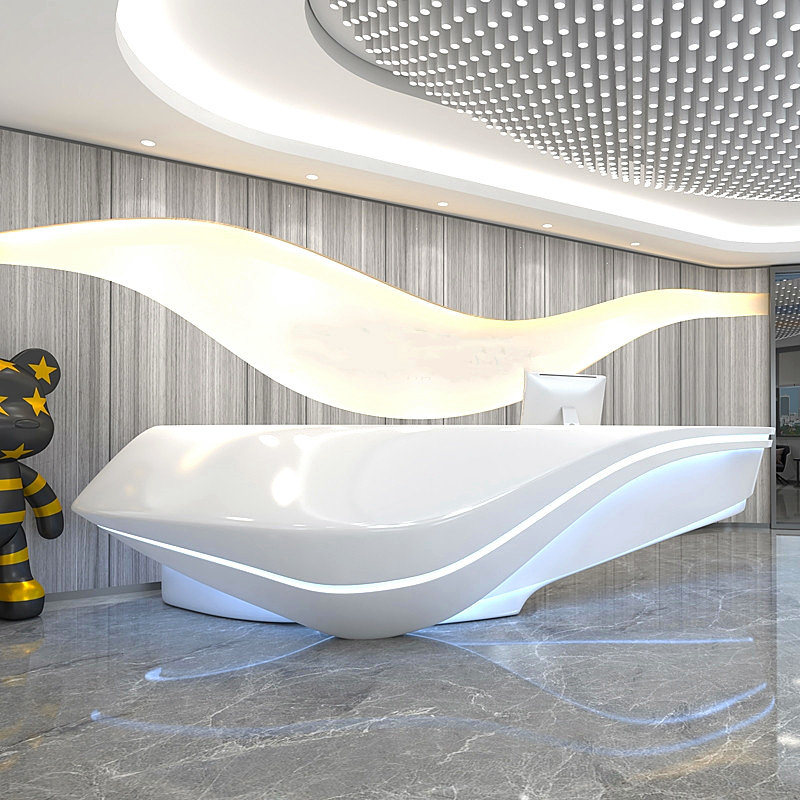 前台接待台高端玻璃钢烤漆吧台医疗美容院简约酒店收银台异形定制