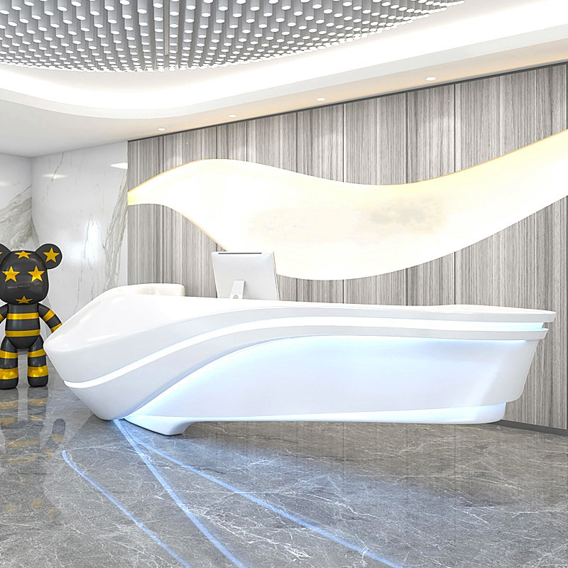 玻璃钢接待前台引导服务咨询前高端烤漆现代收银吧台迎宾公司定制