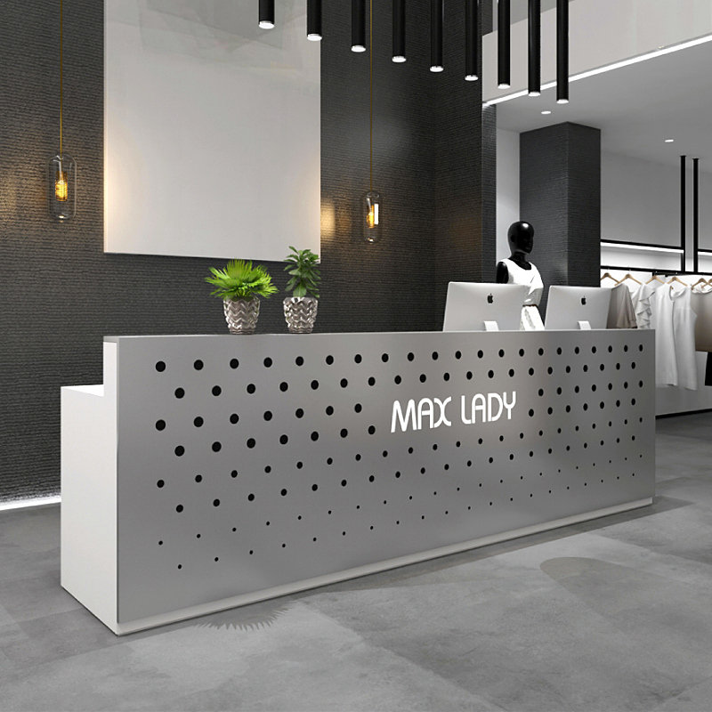 创意玻璃钢烤漆前台定制酒店公司高端接待台美容院收银台异形吧台