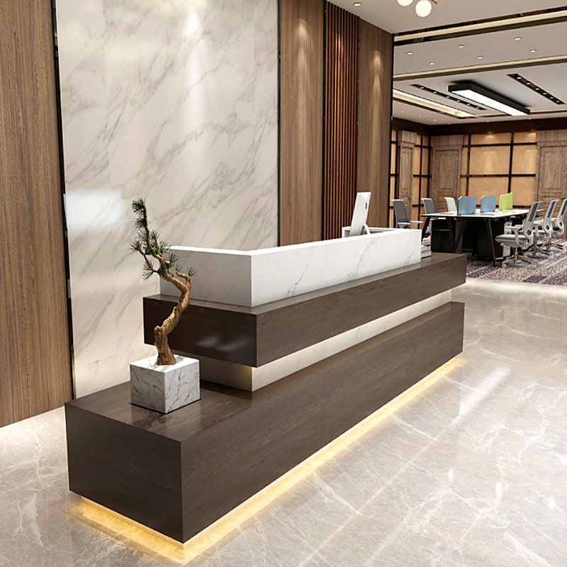 定制大型创意异形玻璃钢烤漆前台公司大堂接待台售楼部服务台吧台