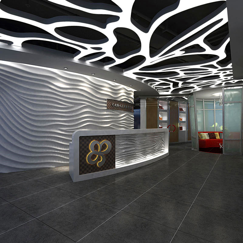 定制玻璃钢前台酒店接待台商场收银台圆形大吧台售楼部异形水吧台