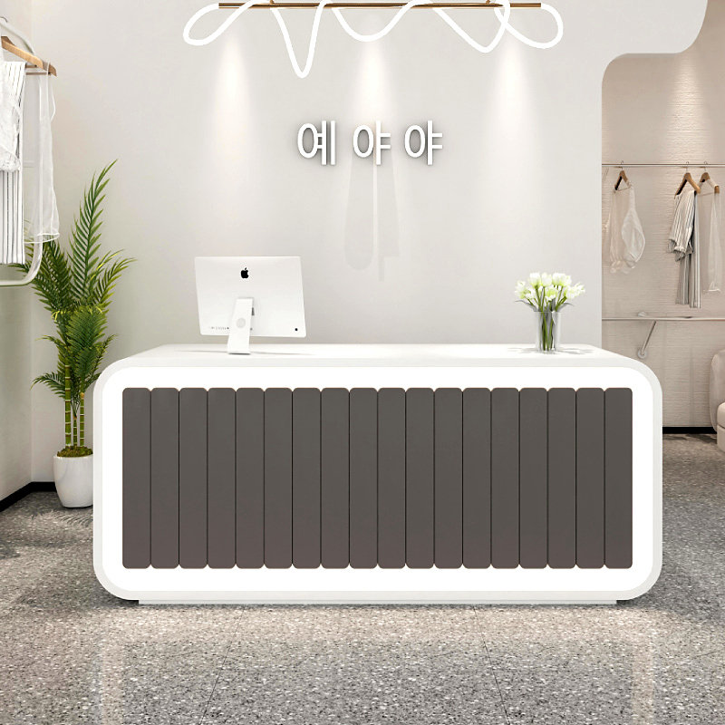 定制创意异形玻璃钢烤漆前台医美机构接待台酒店会所机场服务柜台