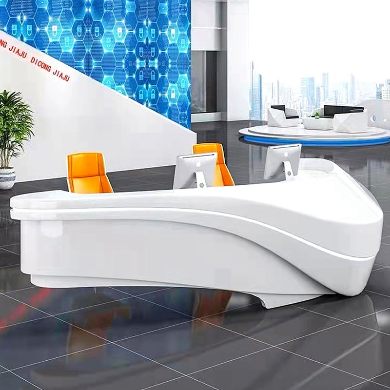 大型创意异形玻璃钢前台接待台公司大堂售楼部服务台吧台树脂倒模