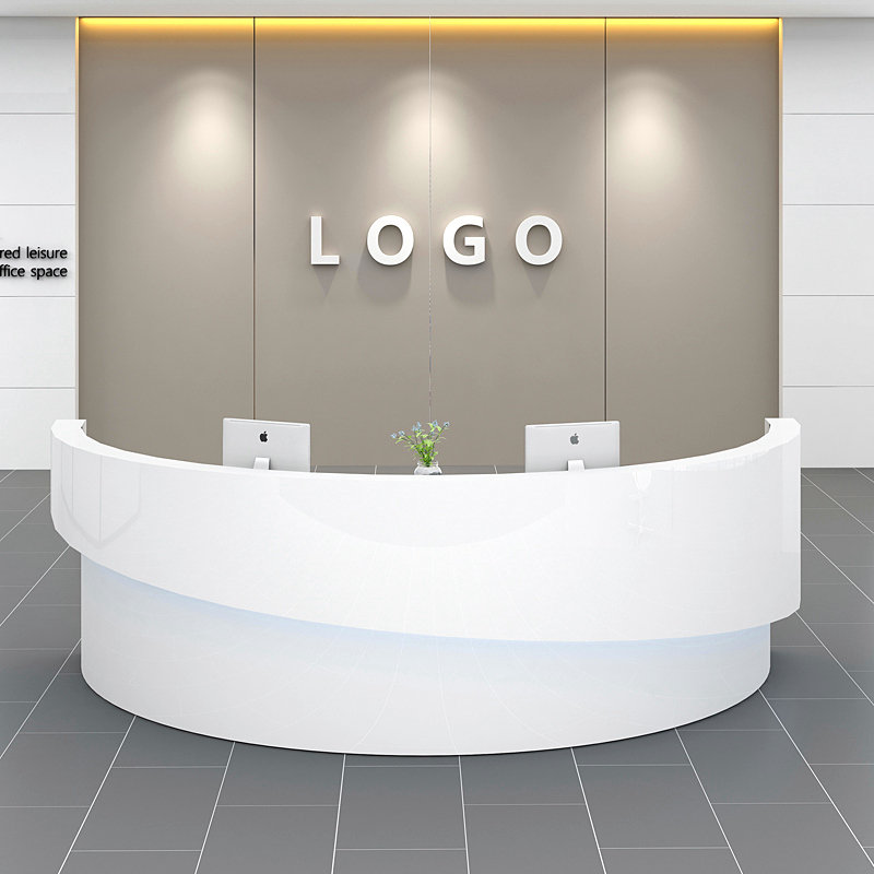 玻璃钢前台异形创意服务台酒店公司大厅接待台弧形艺术收银台定制