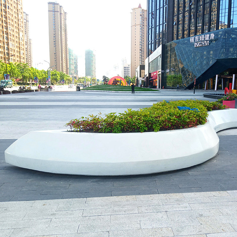 商业美陈玻璃钢树池售楼部带花盆座椅组合户外园林景观移动大花箱