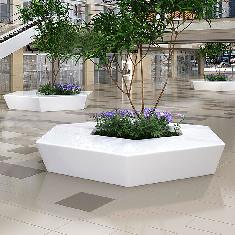 大型玻璃钢树池坐凳商场休闲椅景观广场创意花盆公园种植户外座椅