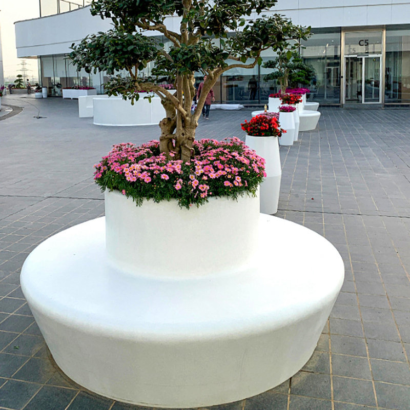 厂家玻璃钢树池坐凳大型景观异形圆形树池座椅玻璃钢休闲异形座椅