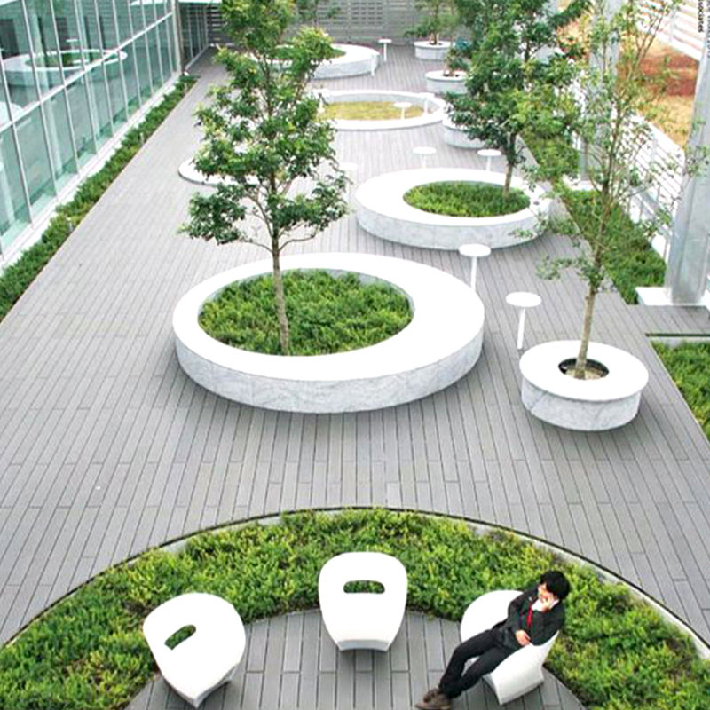 玻璃钢椭圆弧形座椅广场步行街户外防腐木商场树池防木纹休息坐凳