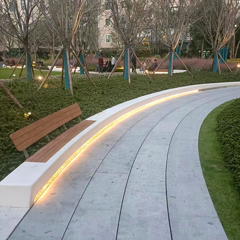 定做玻璃钢树池坐凳户外广场白色烤漆树池座椅景观休息异形凳厂家