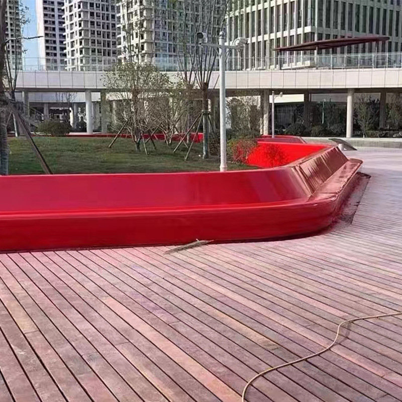 玻璃钢公园花盆长条坐凳花盆休闲椅树池异形环形卡通雕塑户外厂家