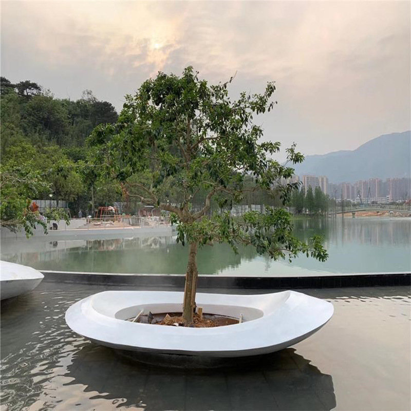 大型玻璃钢种植池户外绿化园林商场休闲座椅玻璃钢树池坐凳雕塑